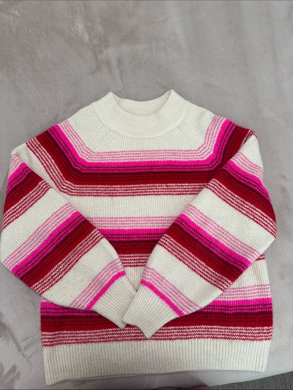 GAP Cream Sweater with Pink and Red Stripe Detail